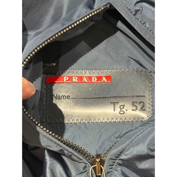 Prada Mens Jacket Size 52 (US L) Bwn/Blue Windbreaker Full Zip Pockets LTWT - Picture 6 of 8